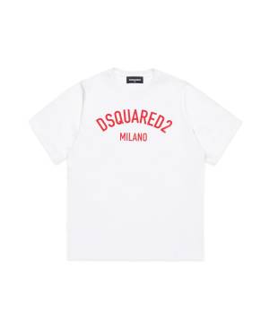 T-SHIRT DSQUARED2 DQ1983 BASE DQ100 WHITE+RED PRINT
