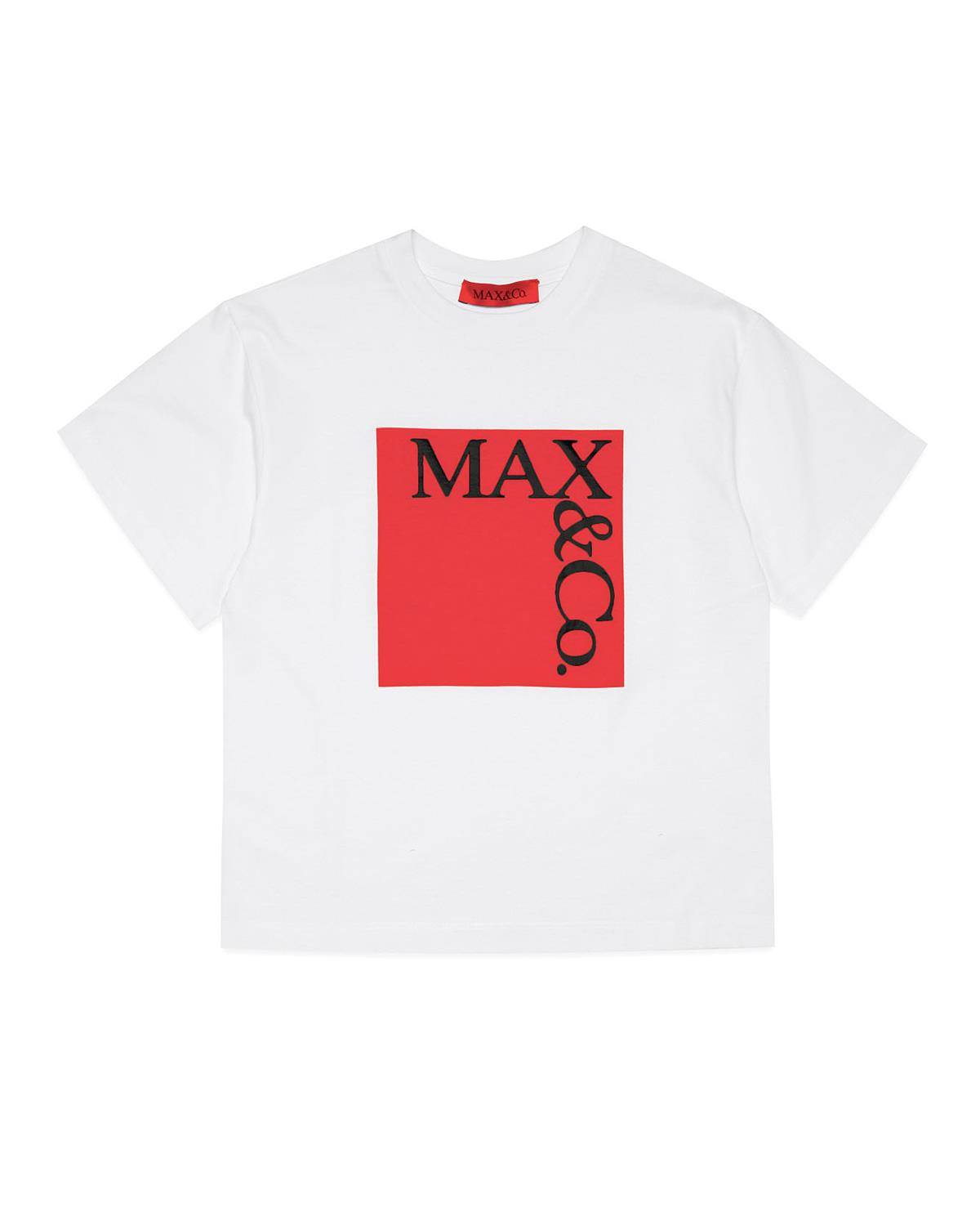 T-SHIRT MAX&CO MX0005 BASE MX100 WHITE + PRINT RED AND BLACK-0