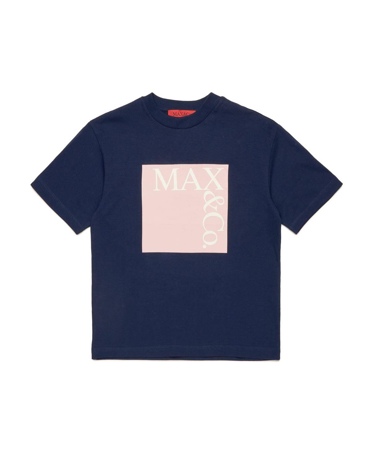 T-SHIRT MAX&CO MX0005 BASE MX853 EVENING BLUE + PRINT PINK AND NATURAL