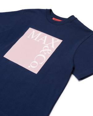 T-SHIRT MAX&CO MX0005 BASE MX853 EVENING BLUE + PRINT PINK AND NATURAL-2-mini
