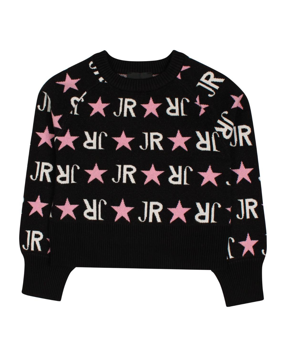 MAGLIA JOHN RICHMOND RGA24003MA BLACK/OFF WHITE/PINK-0