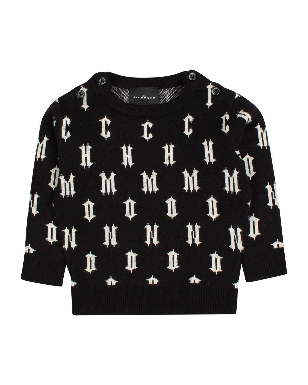 MAGLIA JOHN RICHMOND RIA24033MA BIG LOGO BLACK/O-WHT-0