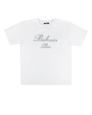 T-SHIRT BALMAIN BV8Q51 WHITE/SILVER