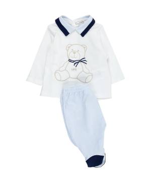 COMPLETO LE BEBÉ LBB4877 BIANCO-CELESTE