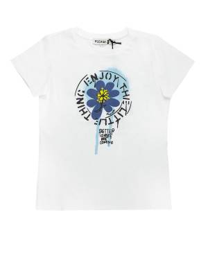 T-SHIRT PLEASE MBG1030G BIANCO LANA